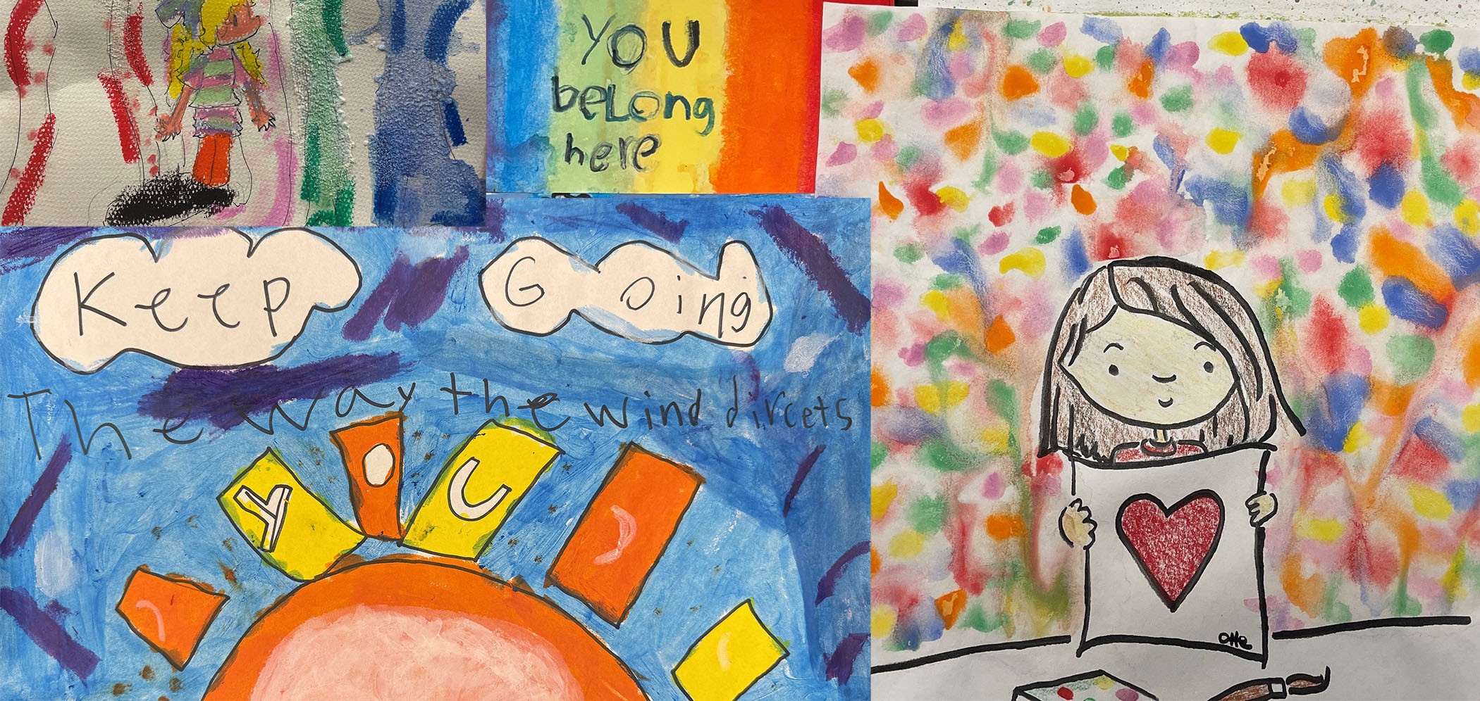 Drawings by children with supportive messages